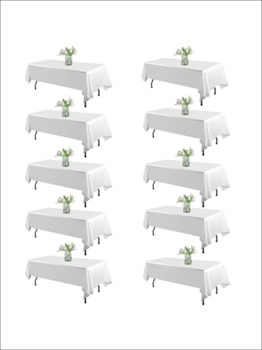 10 Pack Polyester Tablecloths 60x102 Rectangular for 6FT Tables Party Dining
